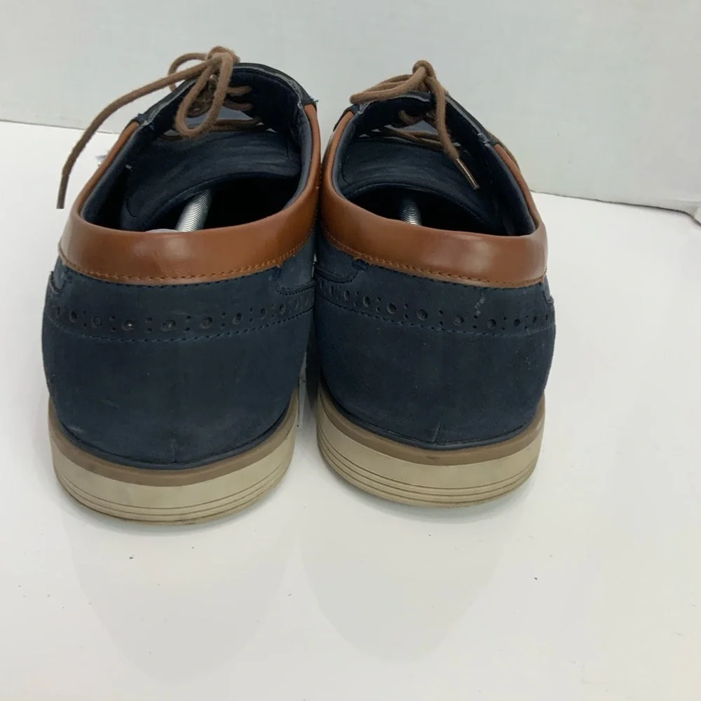 Freeman Sz 13 Dorian Navy Blue Suede Memory Foam Lace Up Oxfords Shoes